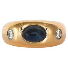 Vintage 18K Yellow Gold Sapphire & Diamond Ring