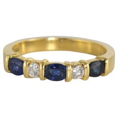 18K Yellow Gold Sapphire & Diamond Ring