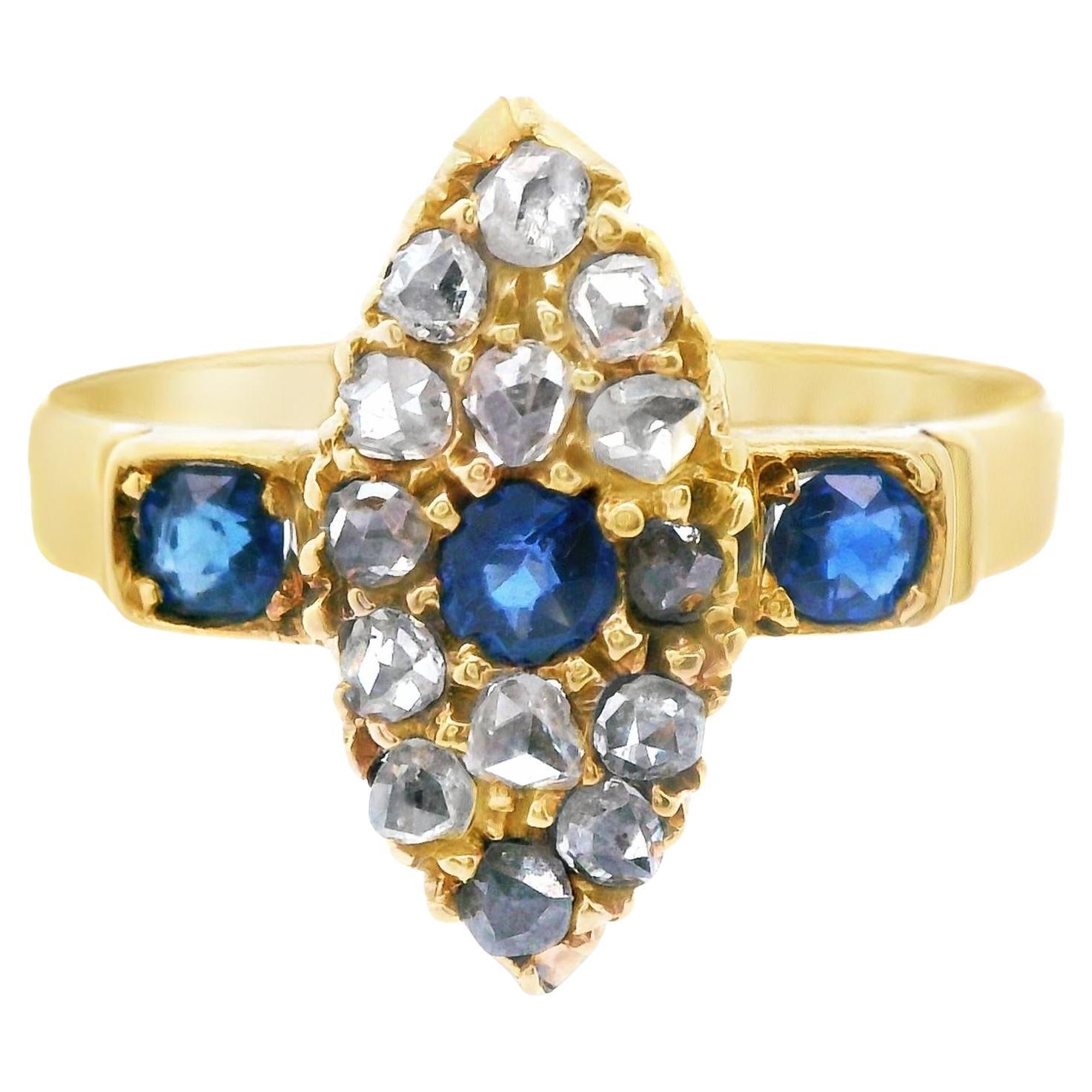 18k Yellow Gold Sapphire & Diamond Ring