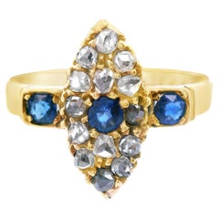 18k Yellow Gold Sapphire & Diamond Ring