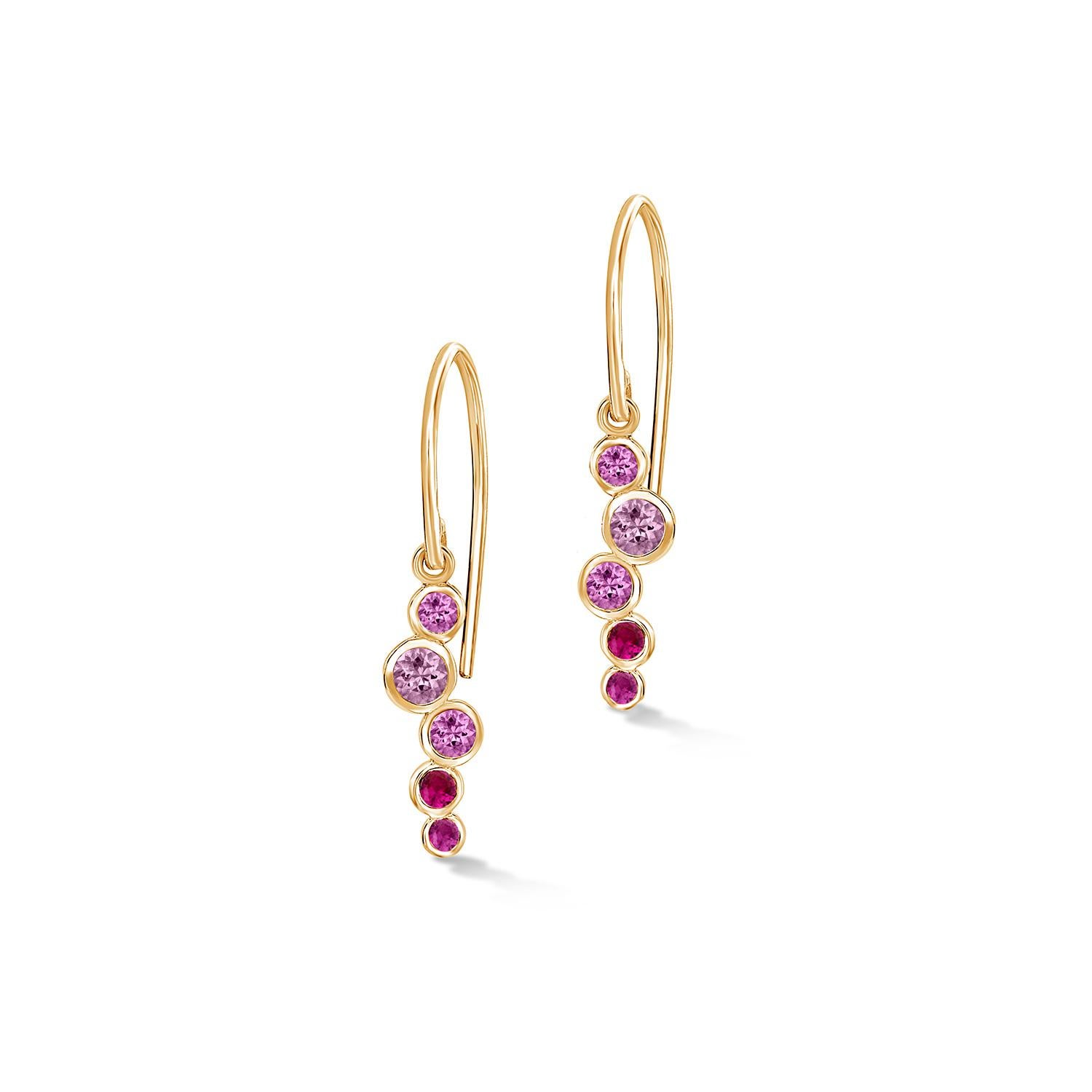 De las mujeres Pendientes Cascada Pequeños Zafiro y Rubí Oro Amarillo 18k en venta