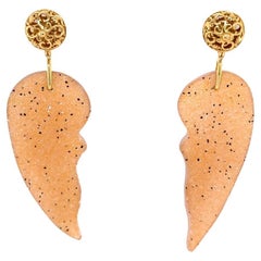 18k Yellow Gold Scroll Studs with 18k Yellow Gold Peach Druzy Wing Jackets