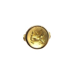 18K Yellow Gold Scrolling Pegasus Ring #22890