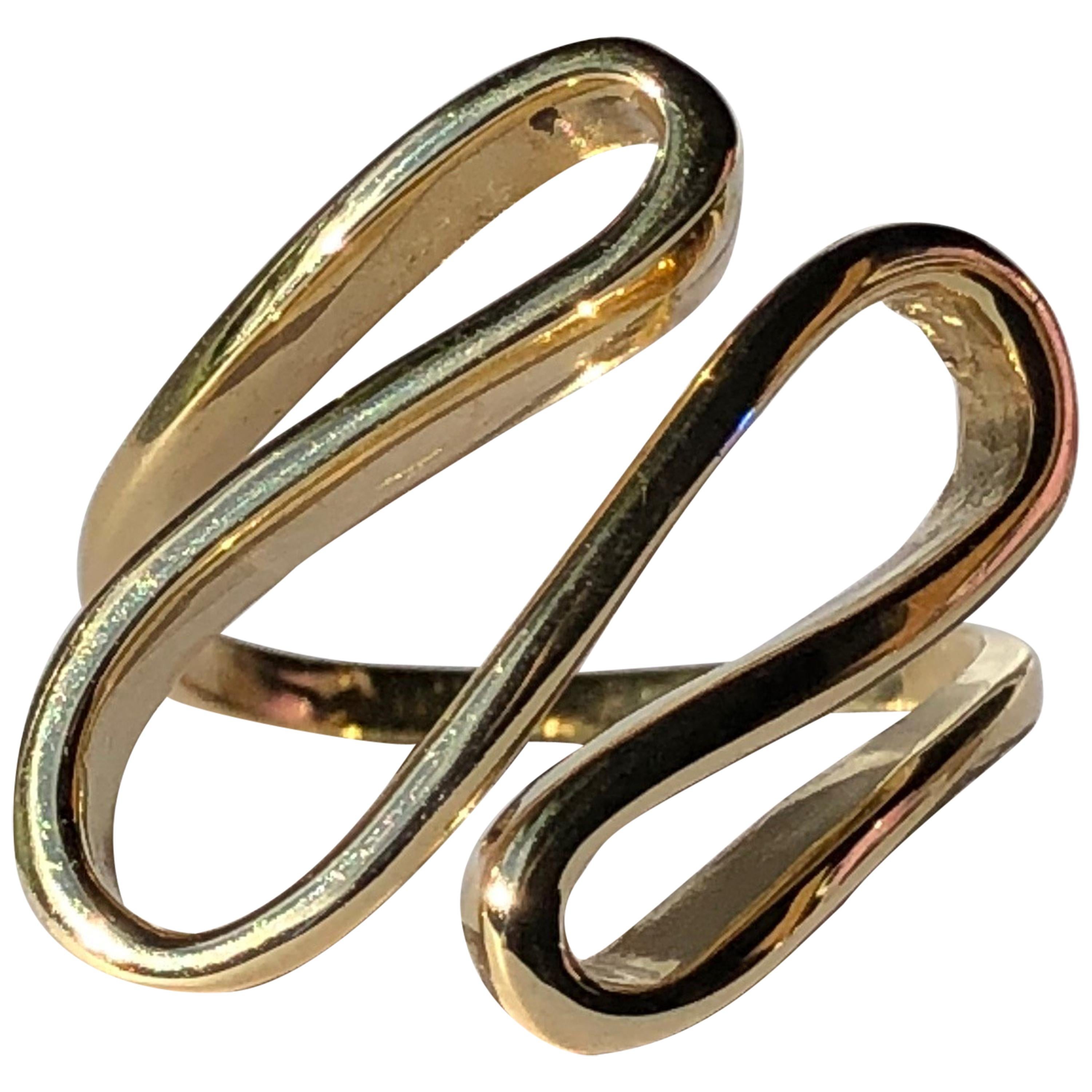 18k Yellow Gold Scrolling Stylised Ring Band