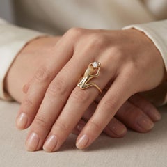 18K Yellow Gold Sculpted Female Figure Diamond Solitaire Ring