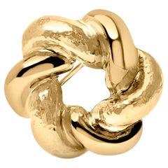 18K Yellow Gold Sculpted Knot Brooch
