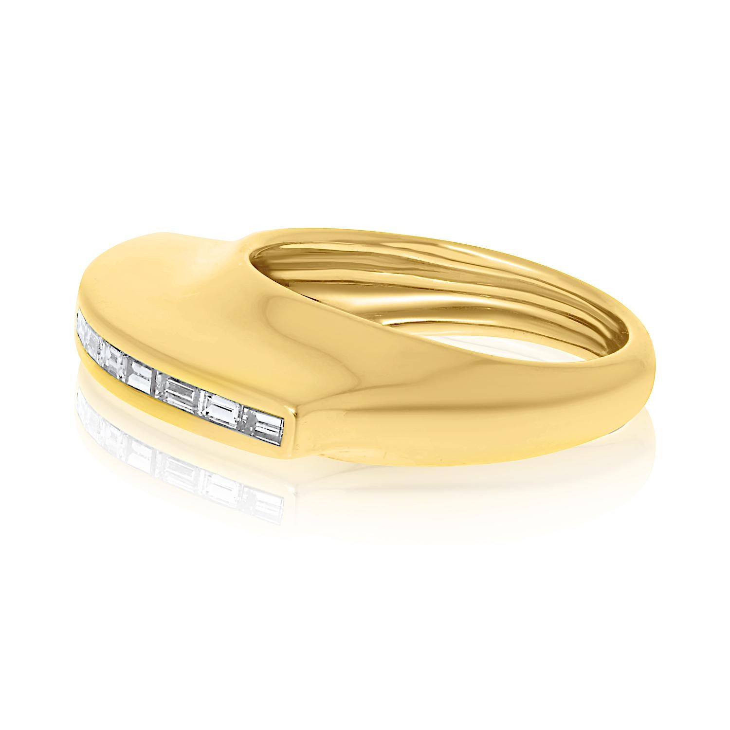 Bague cocktail sculpturale en or jaune 18 carats de style Mohawk avec diamants baguettes Neuf - En vente à New York, NY