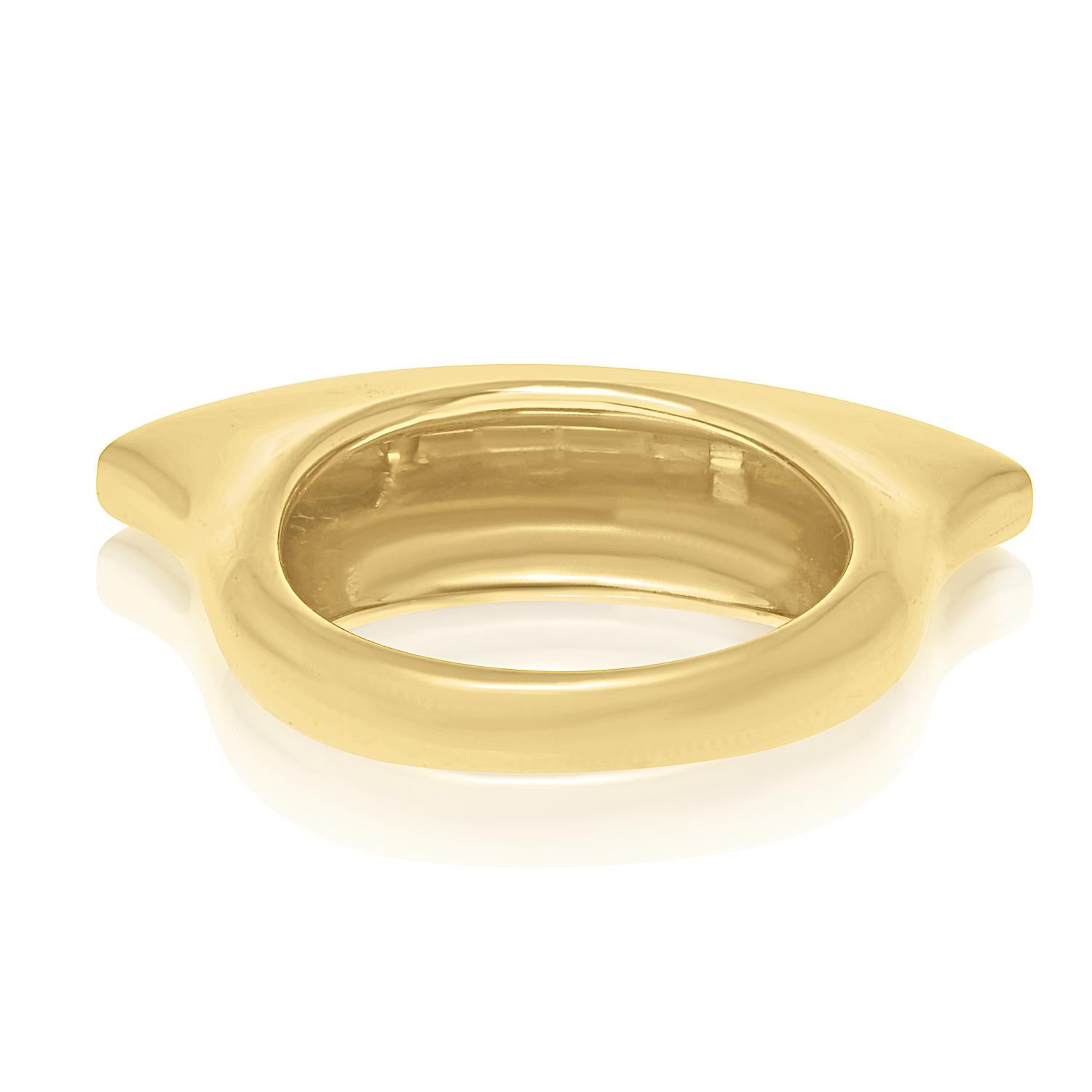 Bague cocktail sculpturale en or jaune 18 carats de style Mohawk avec diamants baguettes en vente 1