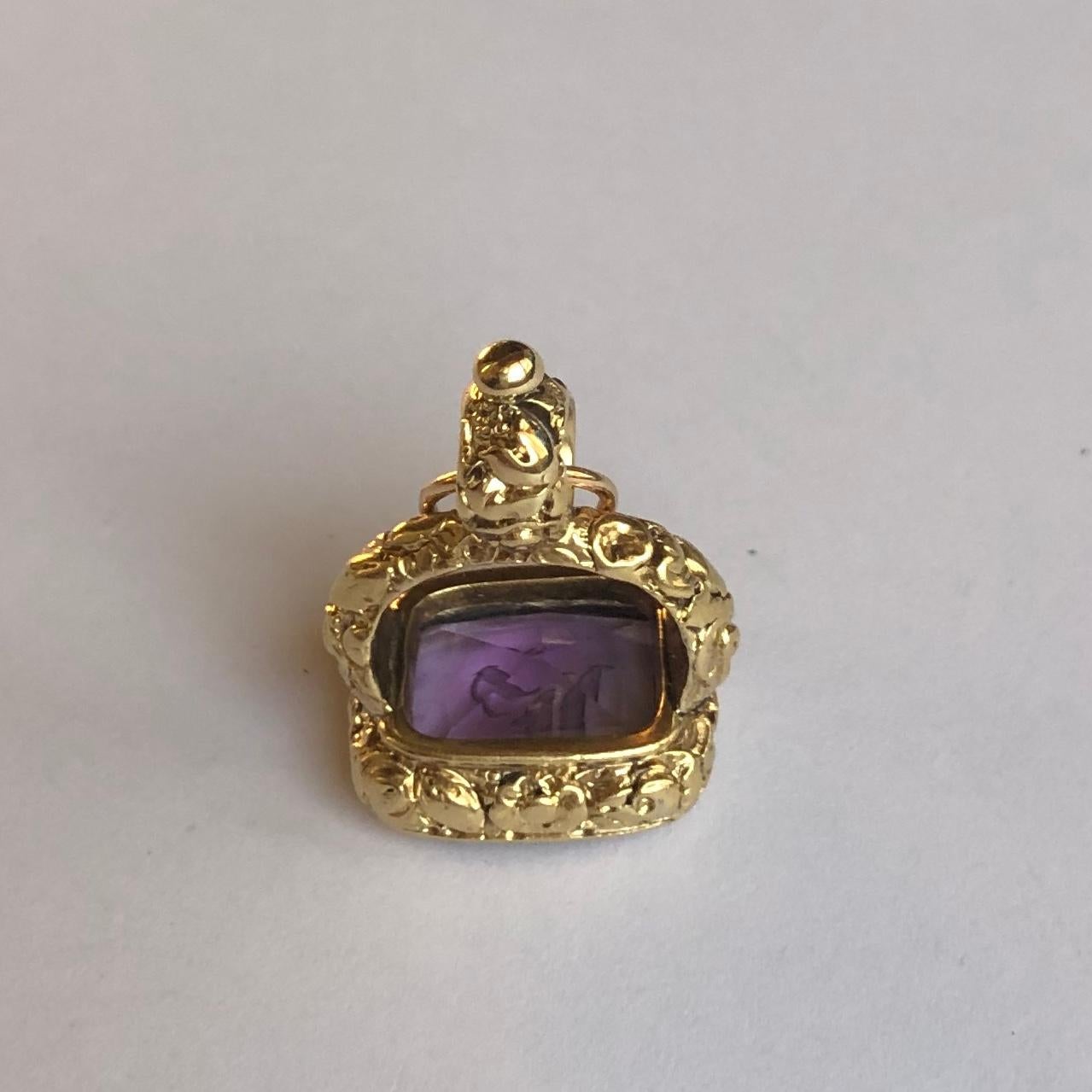 Medieval 18 Karat Yellow Gold Seal with Amethyst