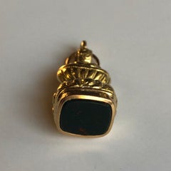 US Origin Unakite Gem on 18 Karat Yellow Gold Seal