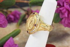 18k Yellow Gold SeidenGang SG Athena Diamond & Ruby Ring, Size 6.25 - 17.2g