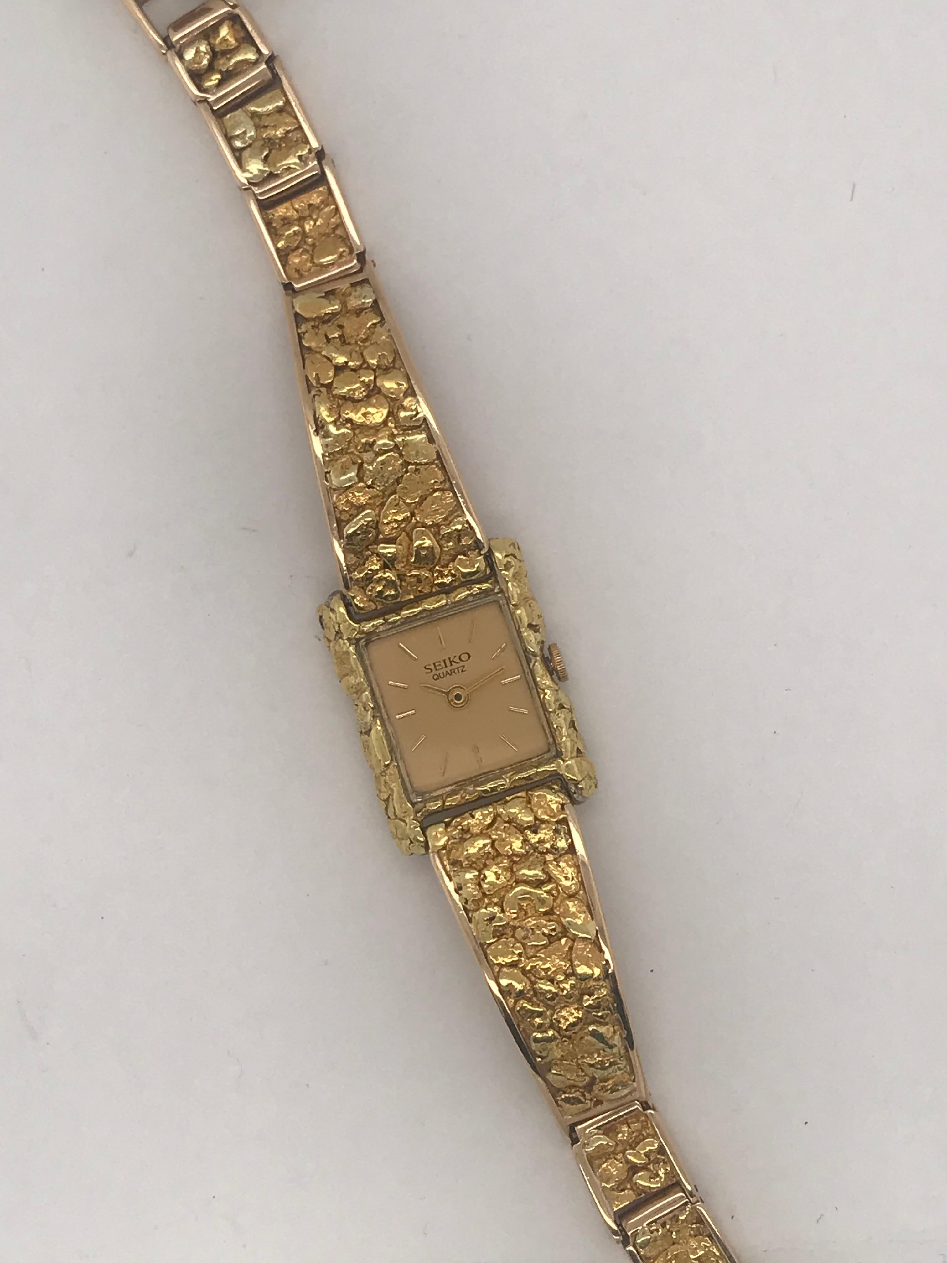 Contemporary 18 Karat Yellow Gold Seiko Quartz Watch For Sale