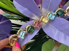 Bracciale A Link in oro giallo 18k con pietre semipreziose