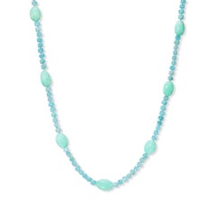 18K Yellow Gold, Serbian Opal & Amazonite Necklace by Paula Crevoshay