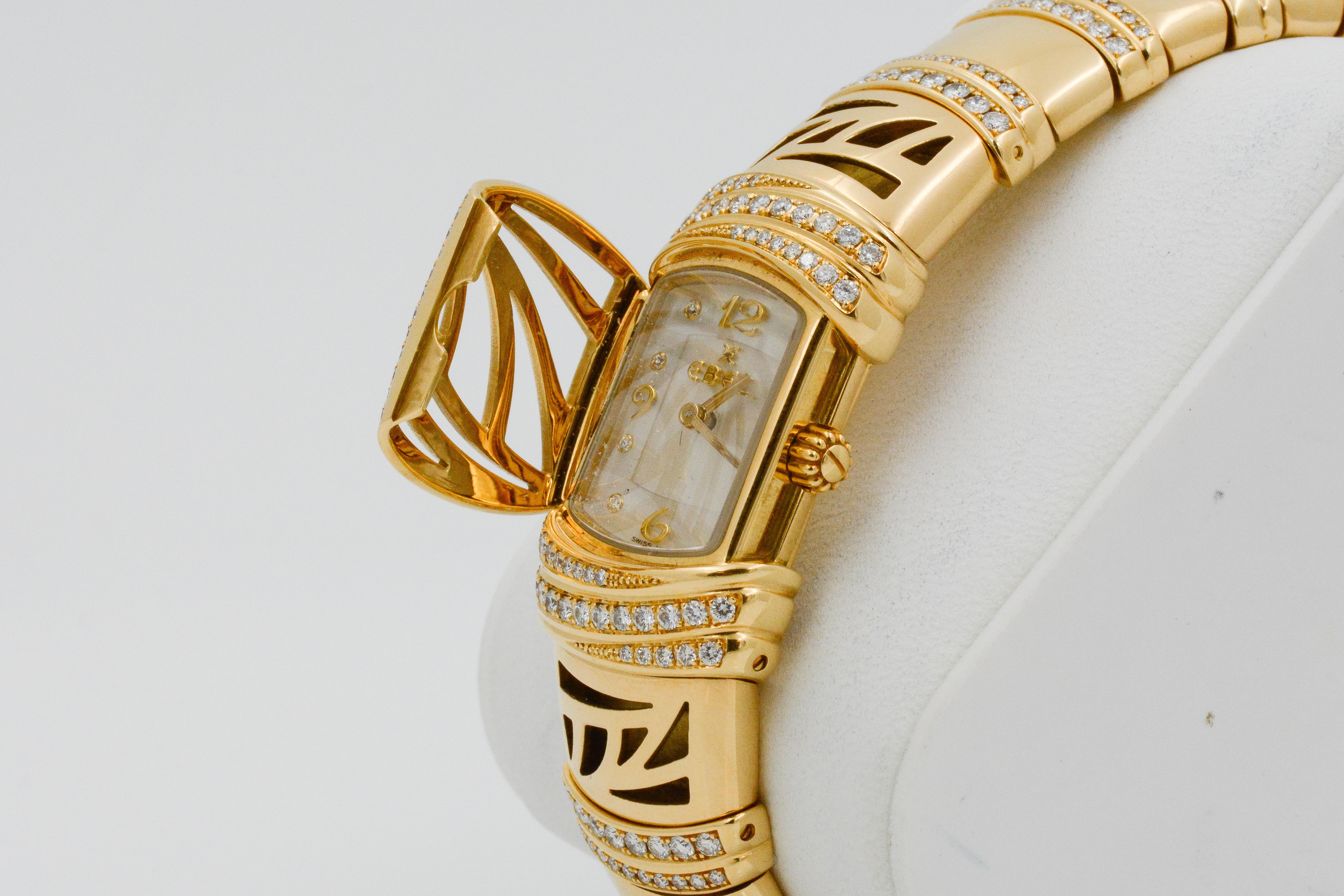 Women's Ebel Shanta 18k Yellow Gold Mother of Pearl and Diamond Watch