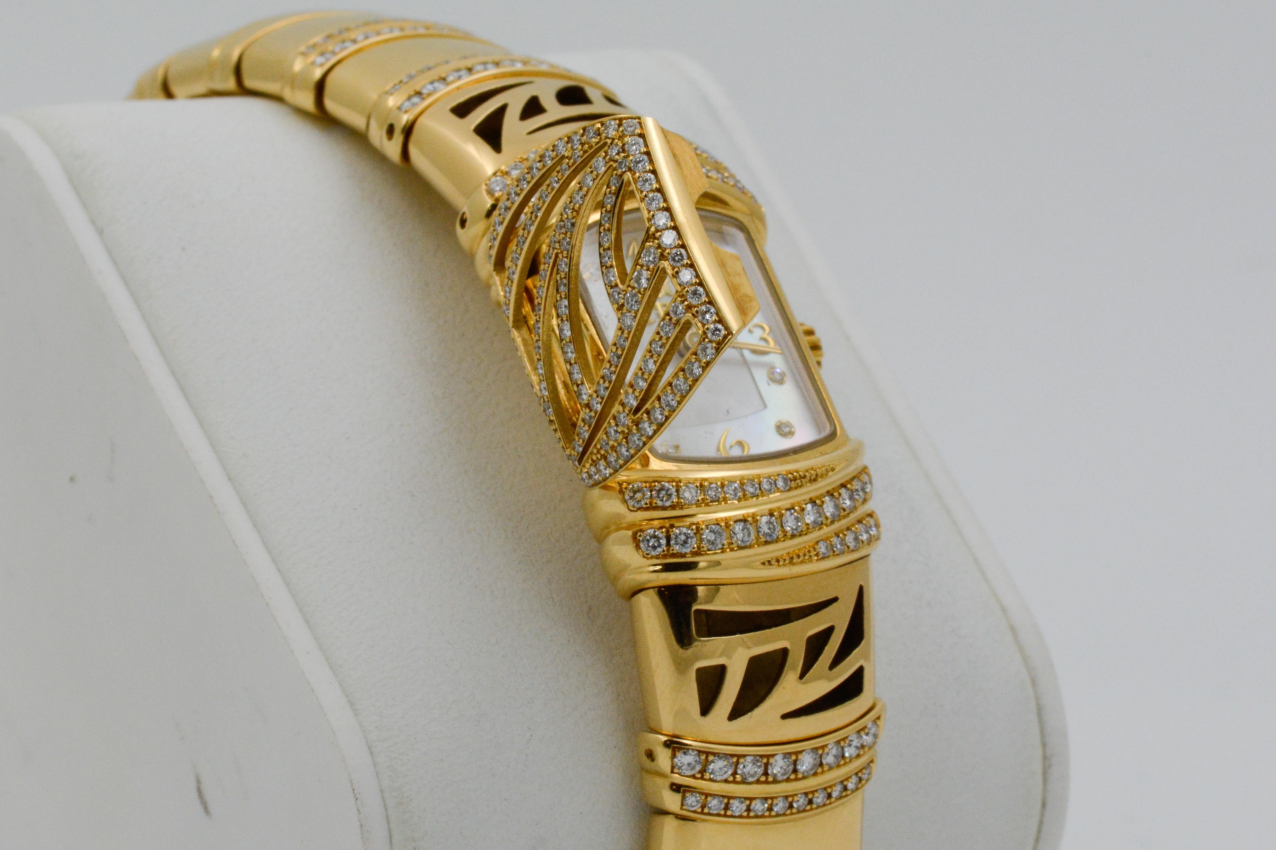 Ebel Shanta 18k Yellow Gold Mother of Pearl and Diamond Watch 3