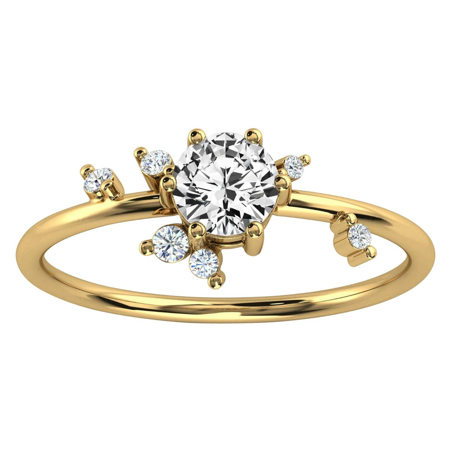 18K Yellow Gold Shayna Petite Design Round Diamond Ring 'Center- 1/3 Carat' For Sale