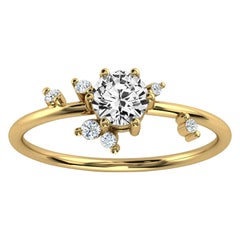 18K Yellow Gold Shayna Petite Design Round Diamond Ring 'Center- 1/3 Carat'