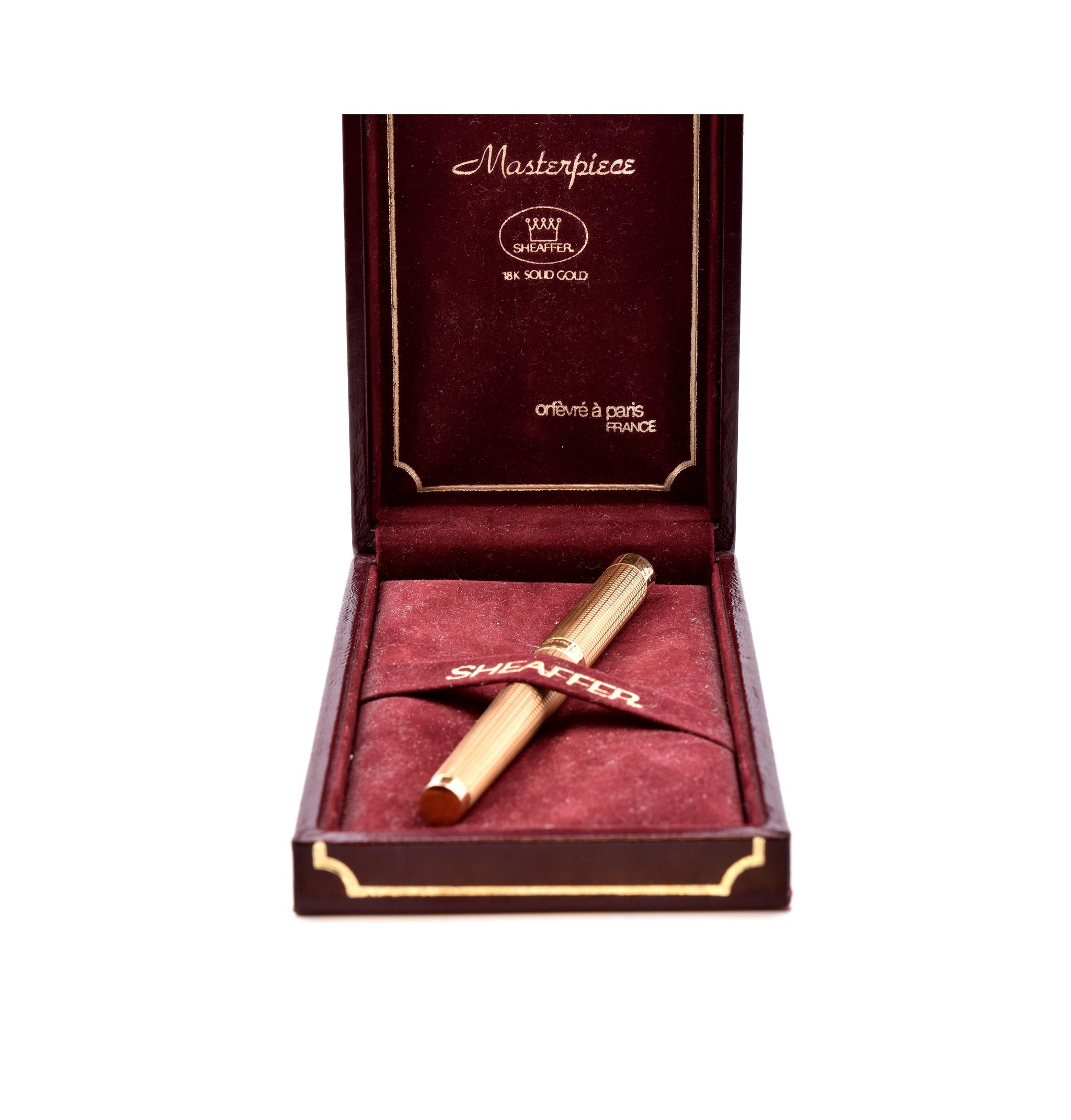 Women's or Men's 18 Karat Yellow Gold Sheaffer Fountain Pen