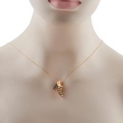 18K Yellow Gold Shoe Pendant Necklace MF38-031226