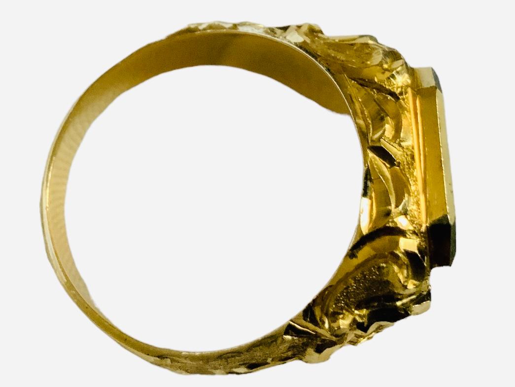 Egyptian Revival 18K Yellow Gold Signet Ring