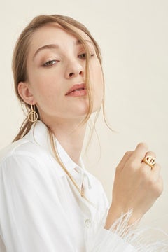 18K Yellow Gold Signet Ring Handcrafted in Italy with MEL Logo