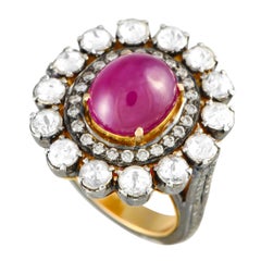 18K Yellow Gold, Silver 2.50ct Diamond and Ruby Ring 18K Yellow Gold, Silver 2.50ct Diamond and Ruby Ring
