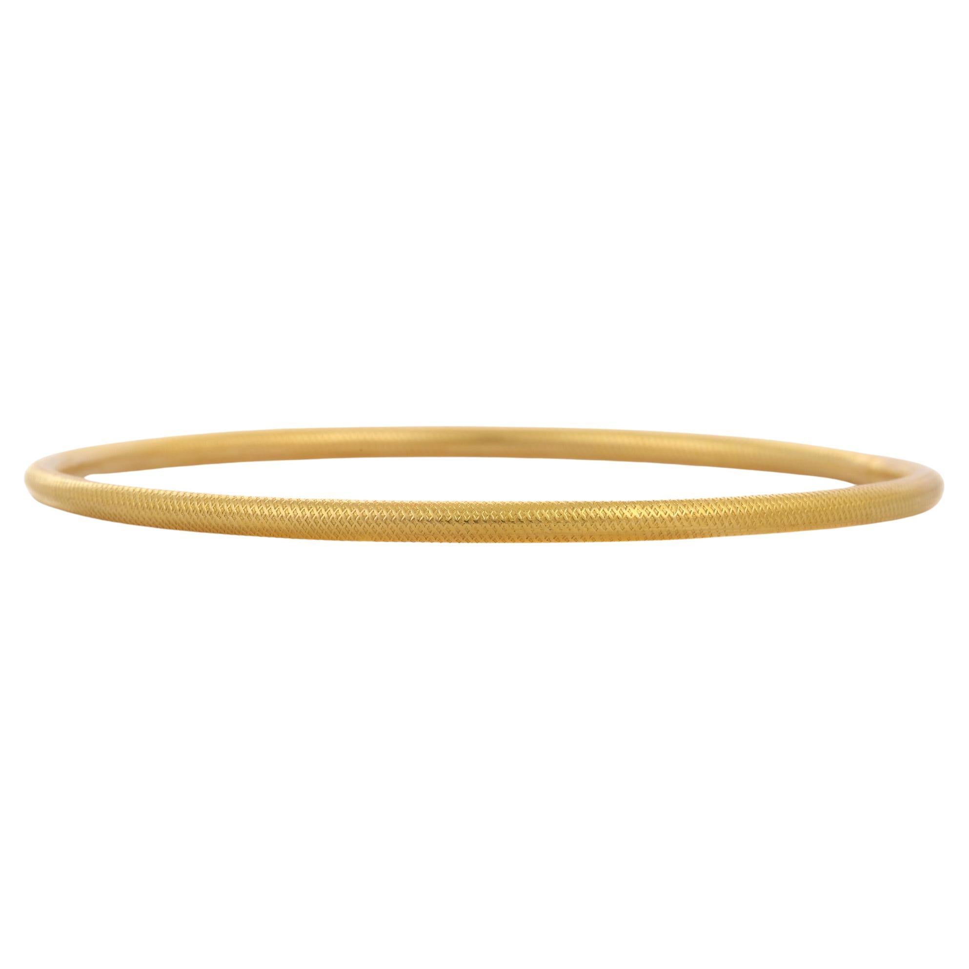 18K Yellow Gold Simple Bangle  For Sale