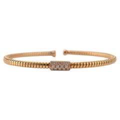 18K Yellow Gold Single Station Pave Diamond Cuff Bracelet
