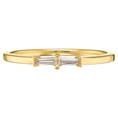 18K Yellow Gold Petite Double Baguette Diamond Stacking Ring