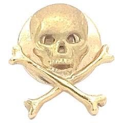 Used 18k Yellow Gold Skull and Bones Lapel Pin / Tie Tack