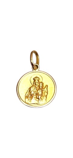 18K Yellow Gold Small Blessed Mother and Baby Jesus Pendant #25297