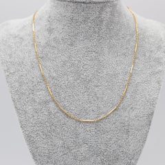 18k Yellow Gold small Chain - Elegant Rectangular necklace, 17.3"