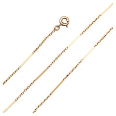 18k Yellow Gold small Chain - Elegant Rectangular necklace, 17.3"