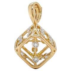 18K Yellow Gold Small Dice Diamond Pendant