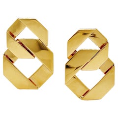 18K Yellow Gold Small Double Fold Over Earrings