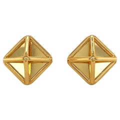 18K Yellow Gold Small Pyramid Stud Earrings
