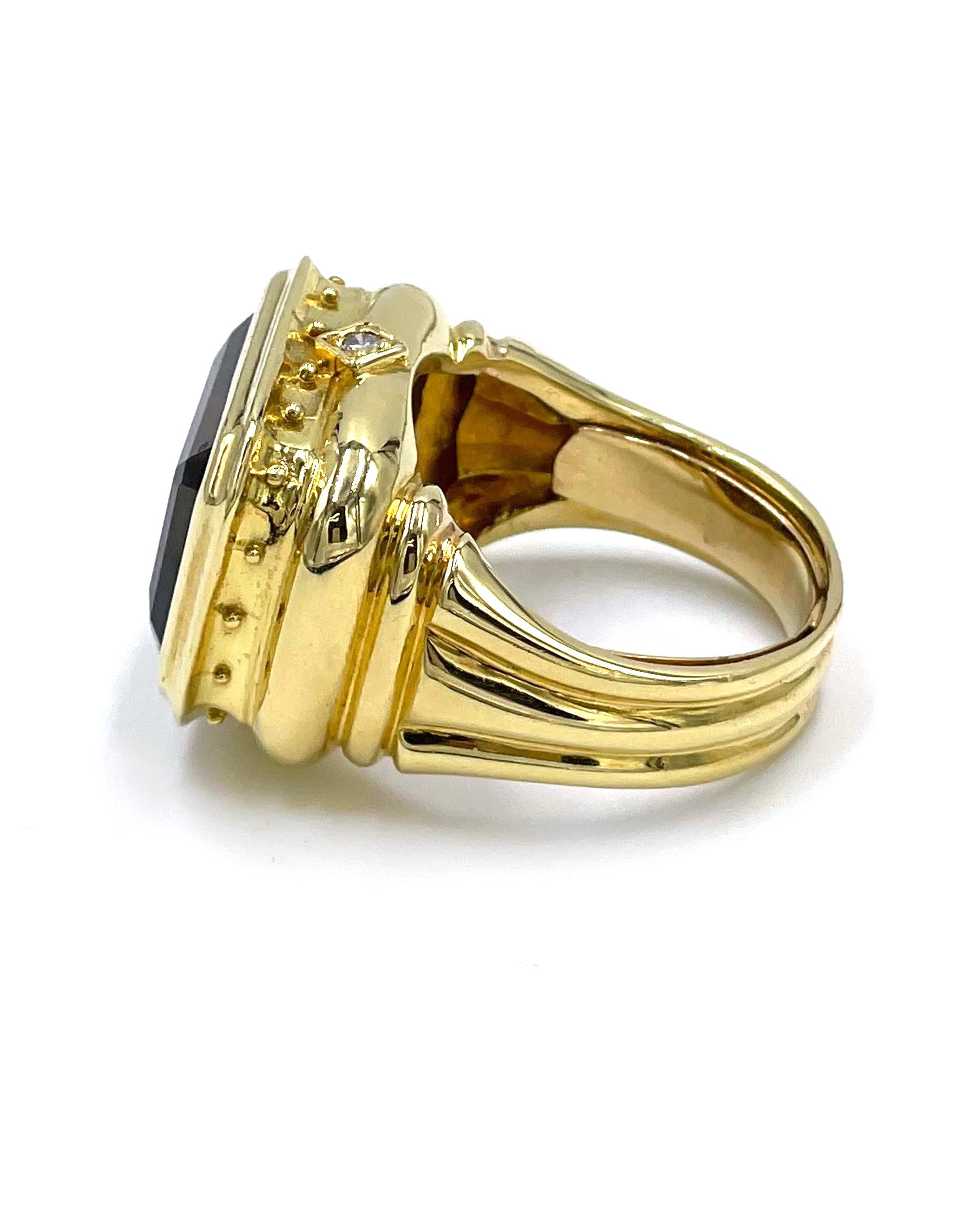 smoky topaz rings yellow gold