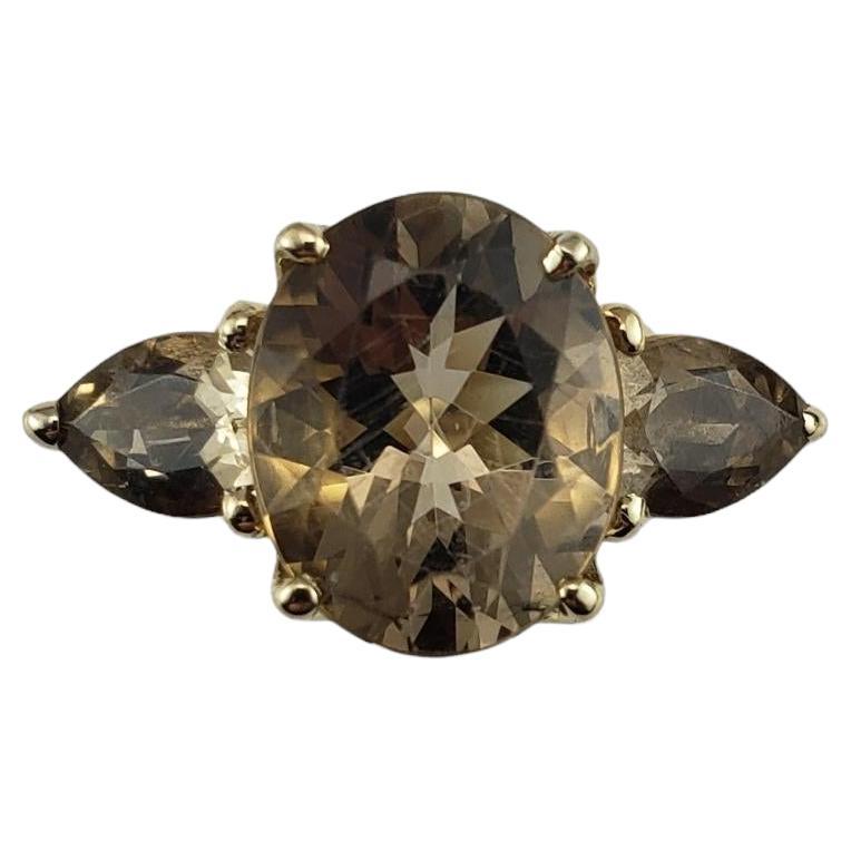 18K Yellow Gold Smoky Quartz Ring Size 6.75  #16644 For Sale