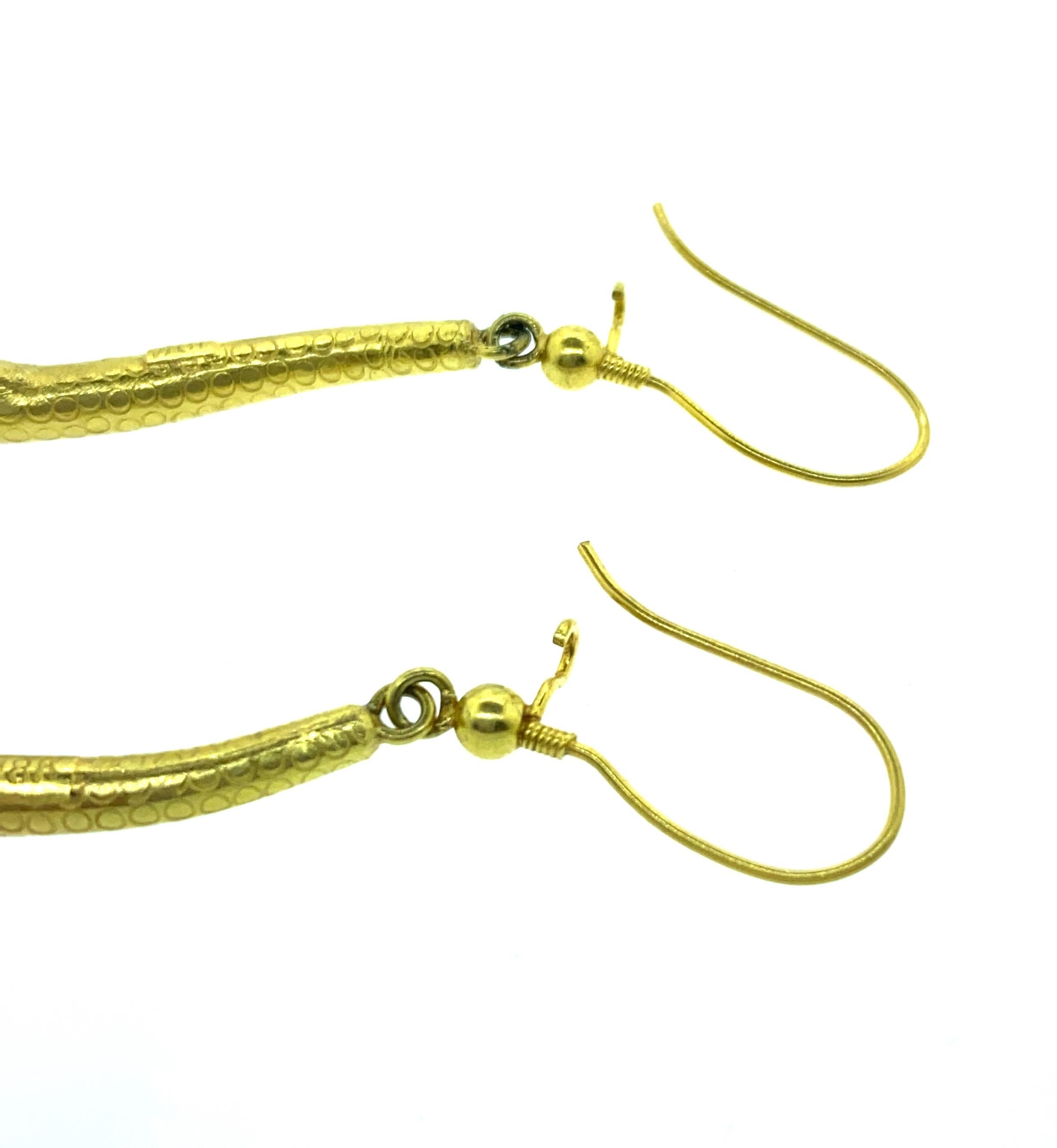 Women's or Men's 18 Karat Yellow Gold Snake Earring For Sale
