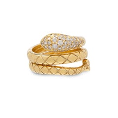 18K Yellow Gold Snake Engagement Ring Unique Snake Diamond Sapphire Fashion Ring