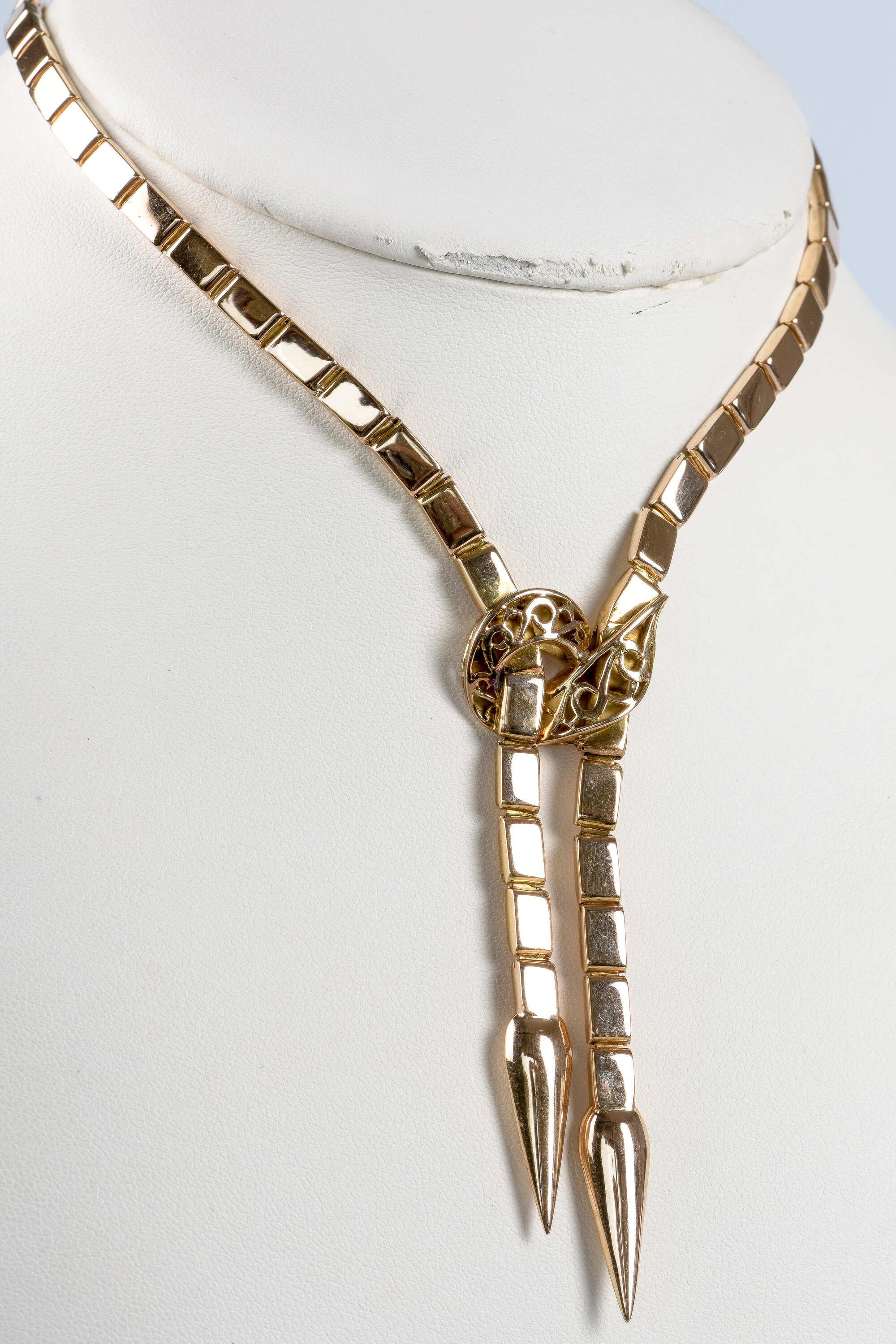 18K yellow gold snake style necklace For Sale 5