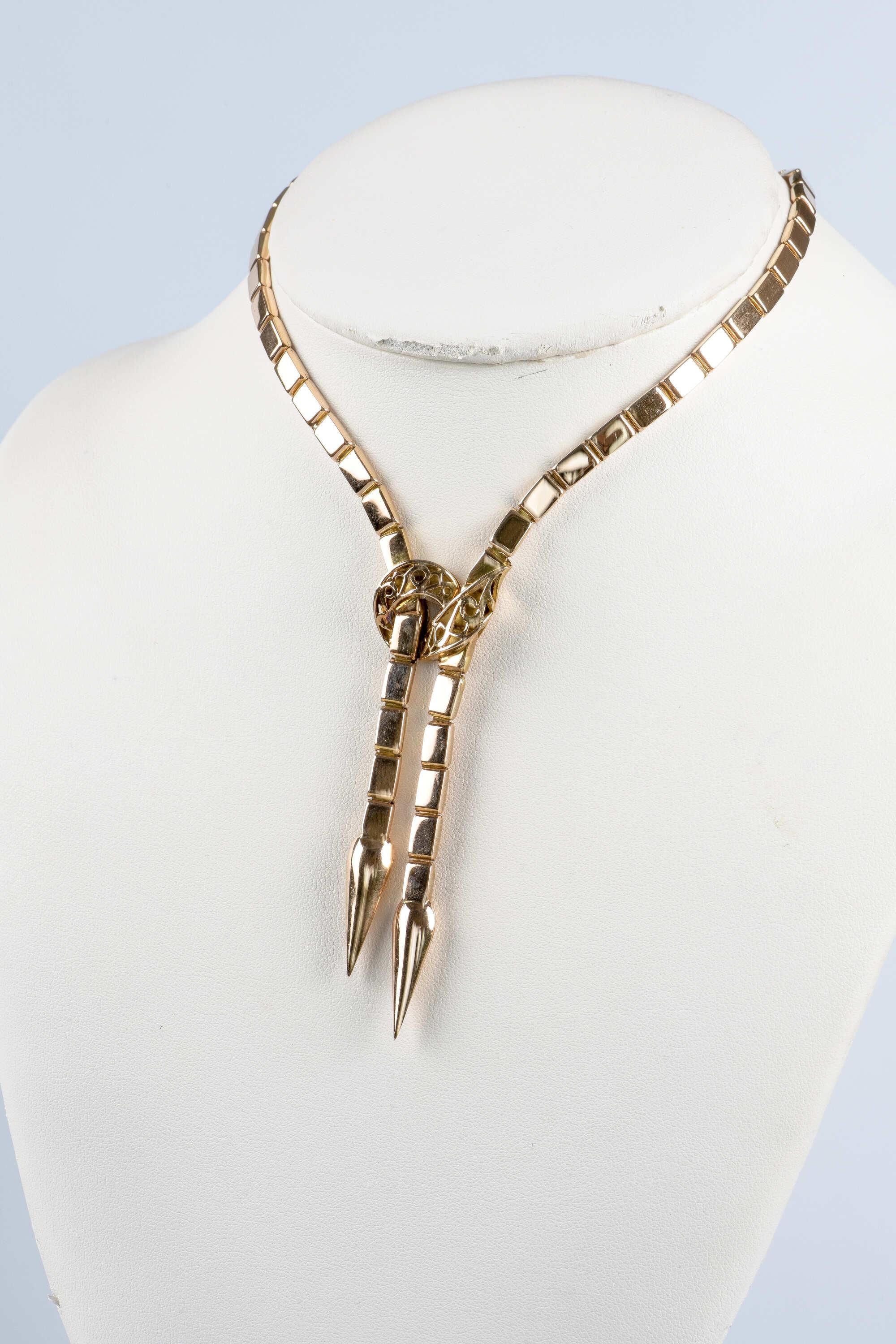 18K yellow gold snake style necklace For Sale 7