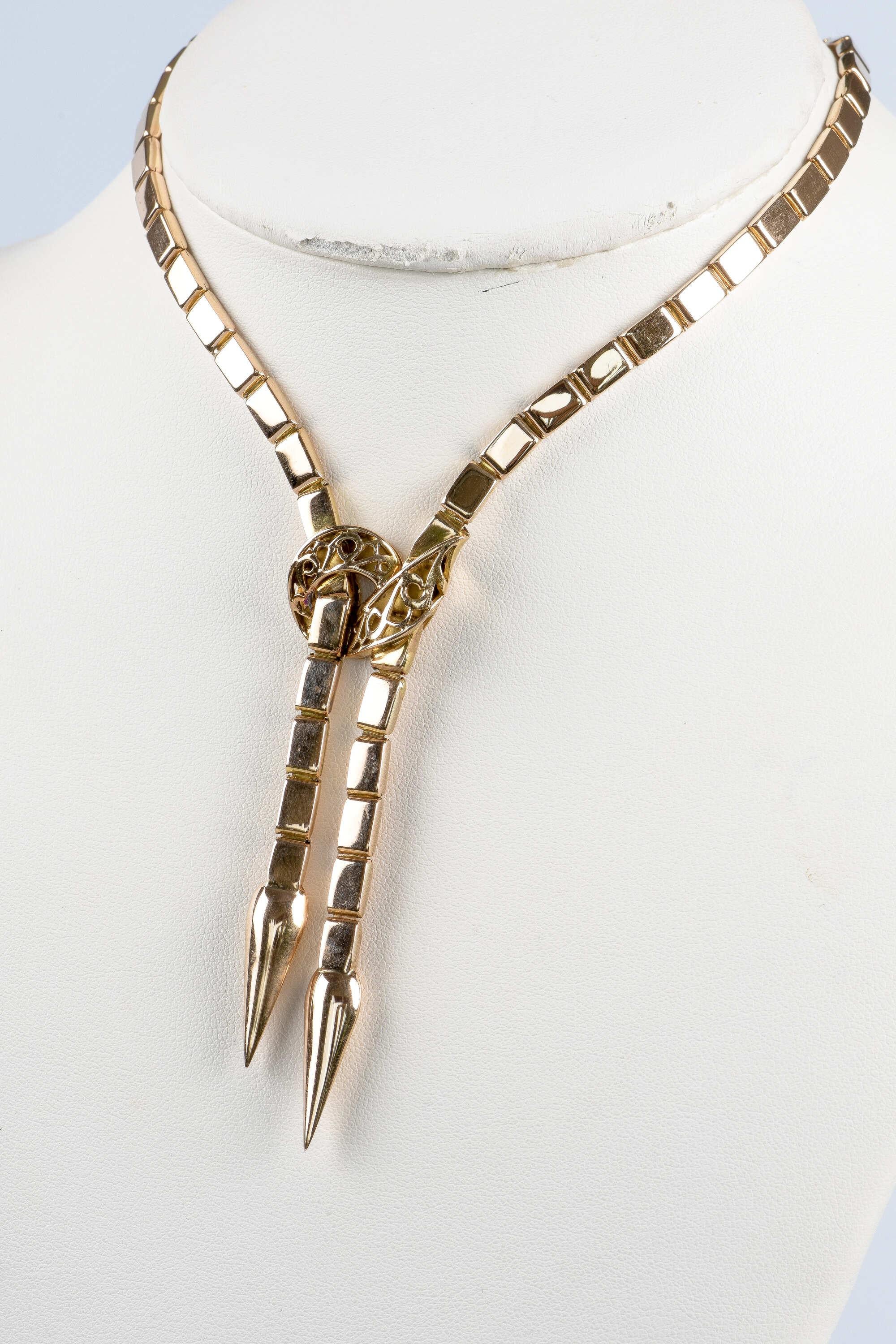 18K yellow gold snake style necklace For Sale 8