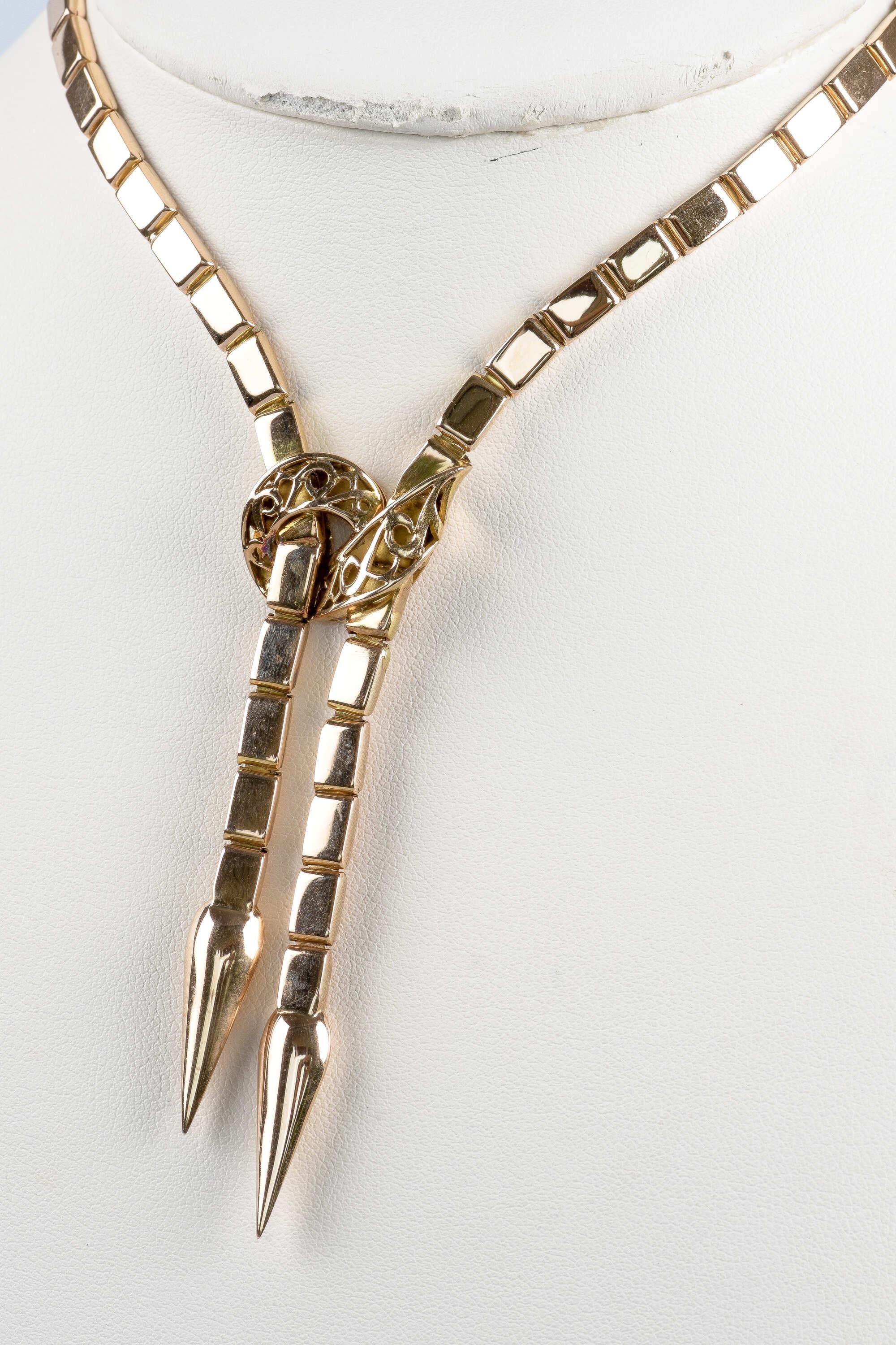 18K yellow gold snake style necklace For Sale 9