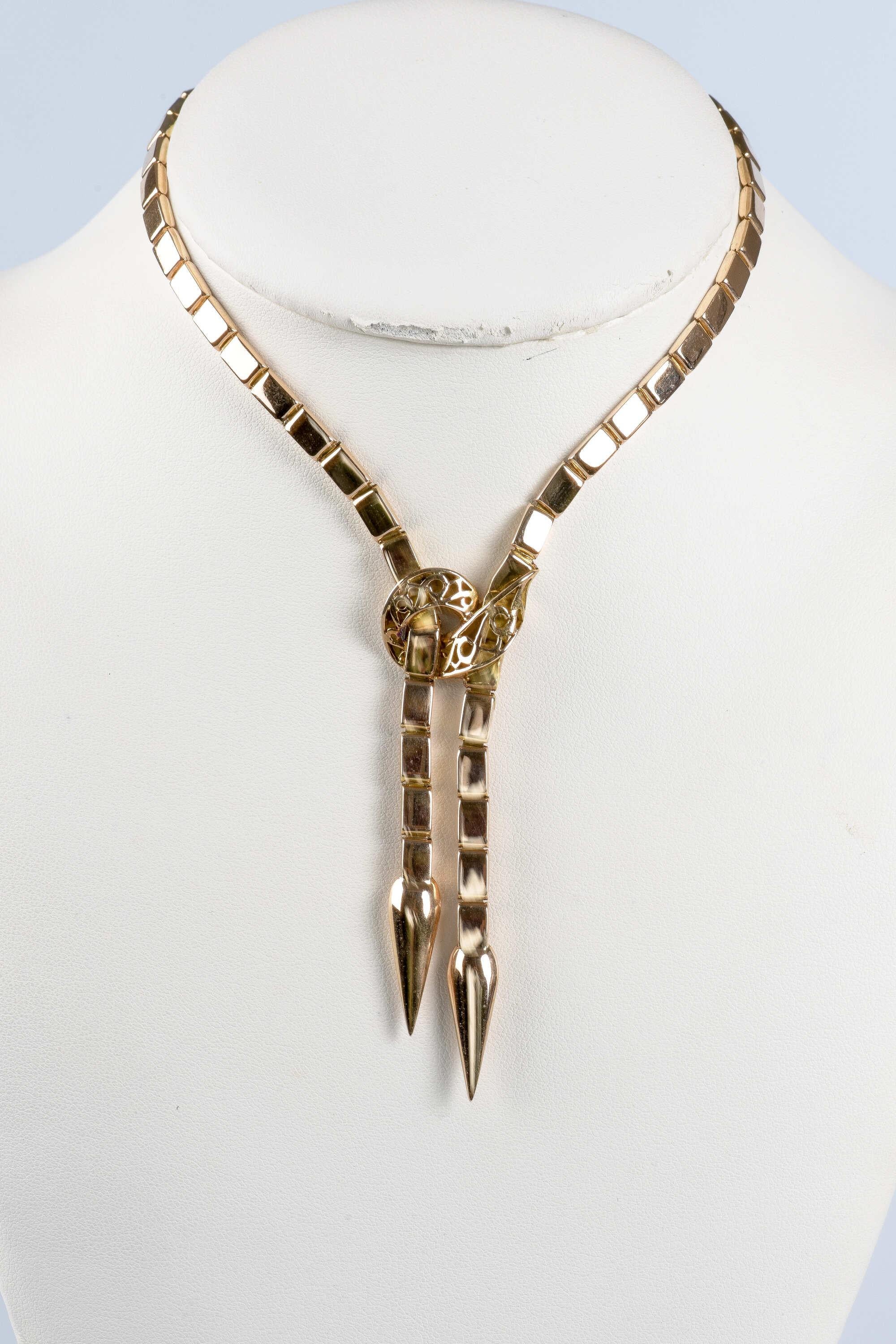 18K yellow gold snake style necklace In Excellent Condition For Sale In Monte-Carlo, MC