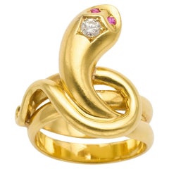 18k Yellow Gold Snake Wrap Ring