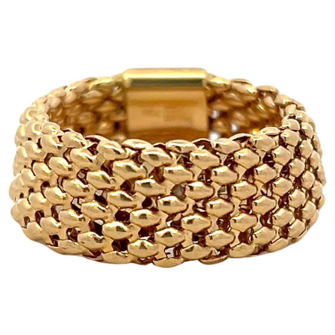 Anillo Malla Suave Oro Amarillo 18k en Bueno Estado en Towson, MD