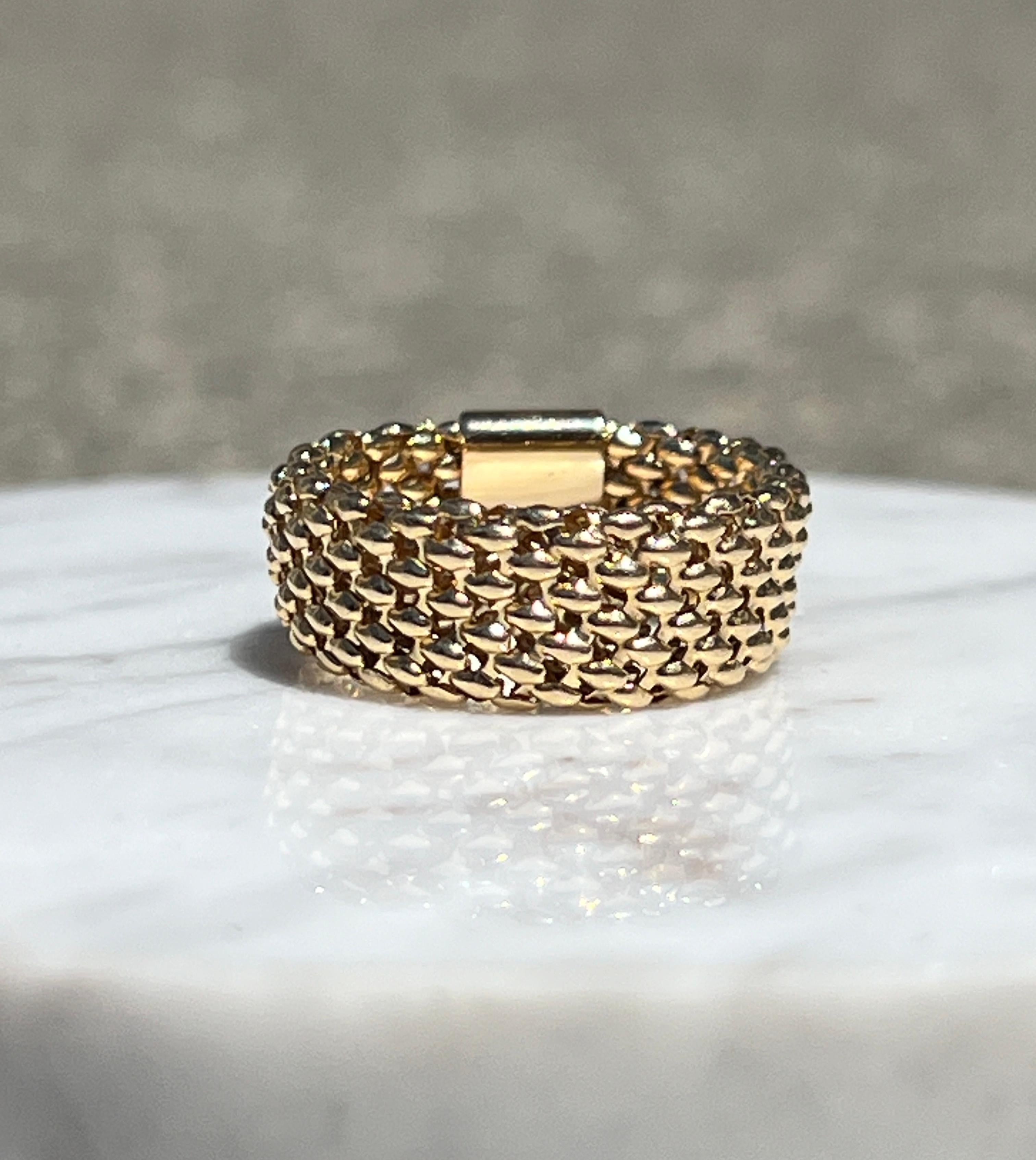 Femenino o masculino Anillo Malla Suave Oro Amarillo 18k