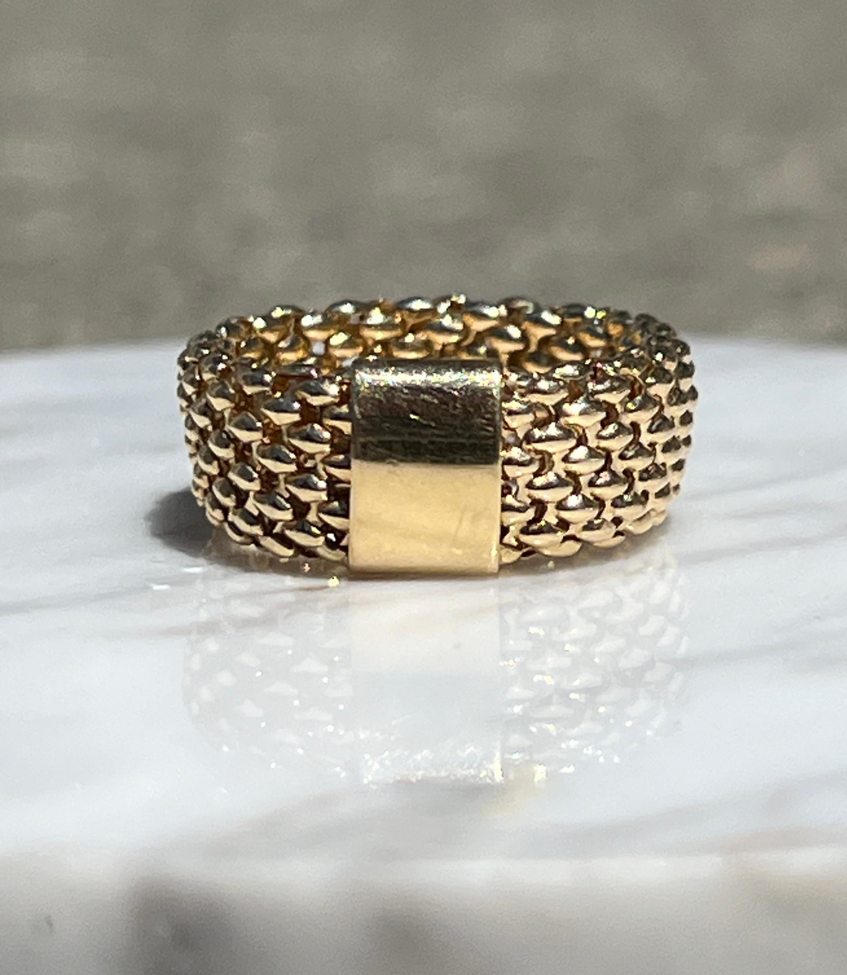 Anillo Malla Suave Oro Amarillo 18k 2